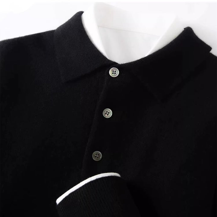 Men's Knit Polo Shirt with Button Placket
