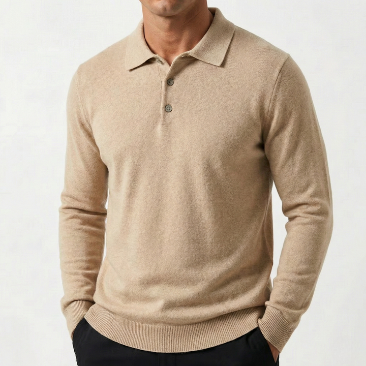Men's Knit Polo Shirt with Button Placket
