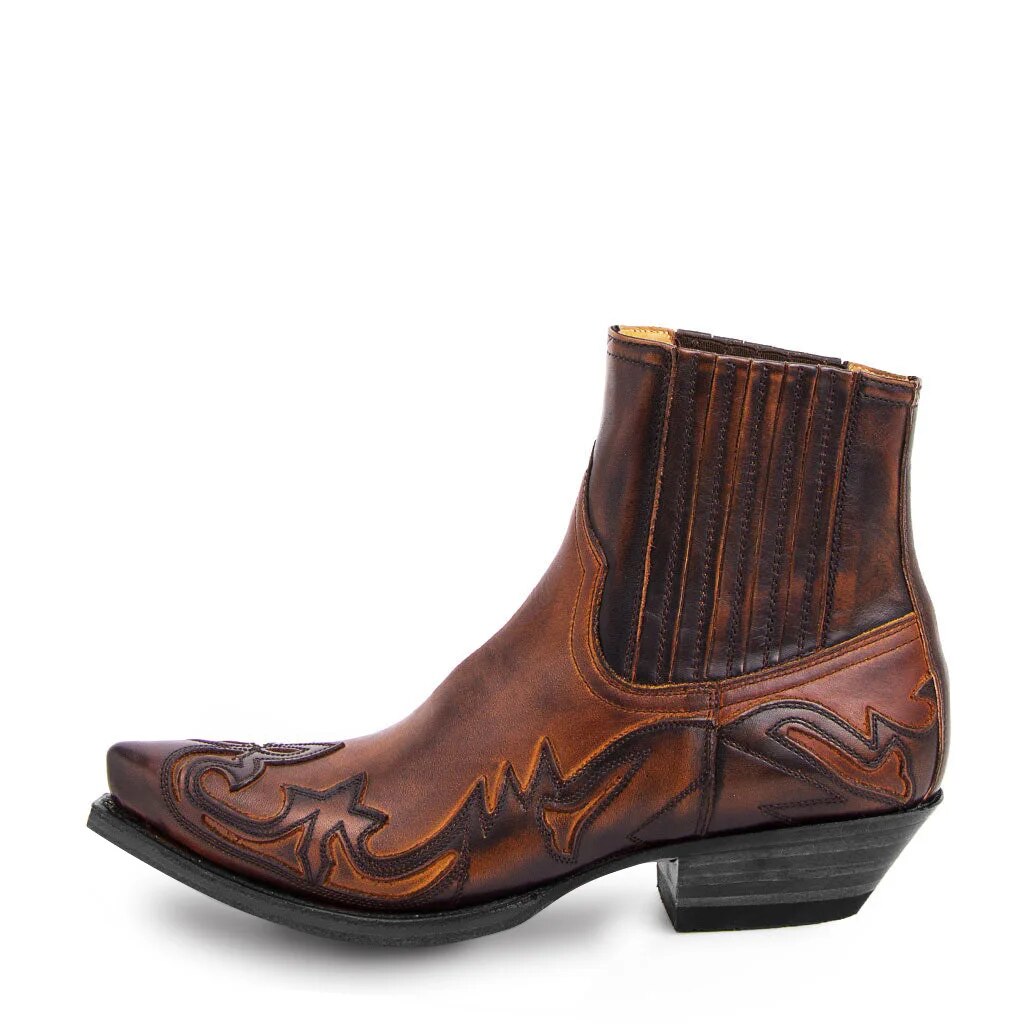 Men's Scrollwork Leather Ankle Boots
