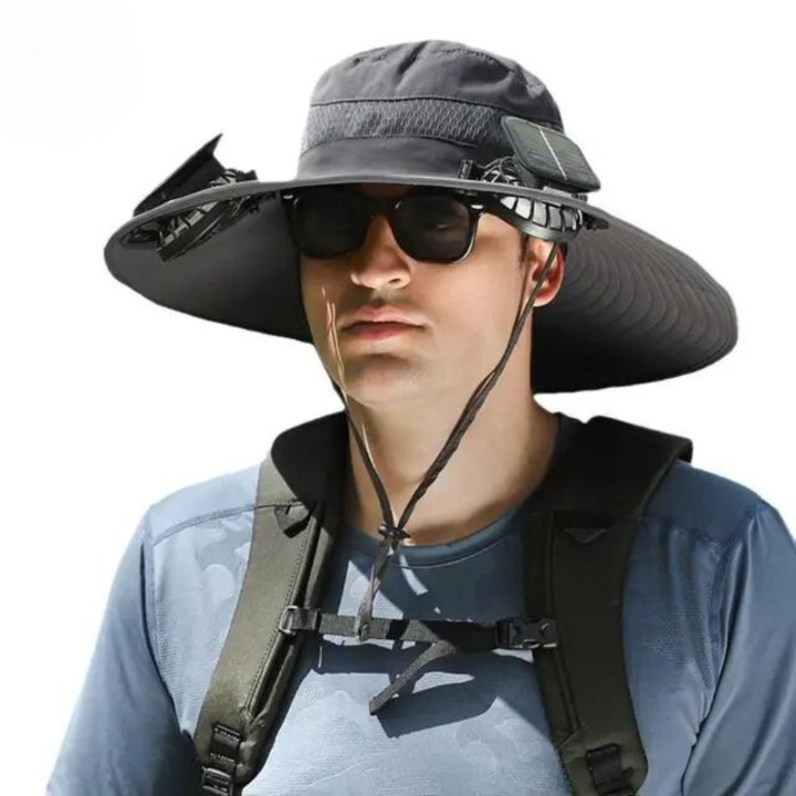 Outdoor Sun Hat with Integrated Solar Fan | Men's Sun Protection Hat