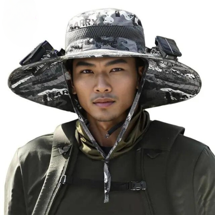 Outdoor Sun Hat with Integrated Solar Fan | Men's Sun Protection Hat