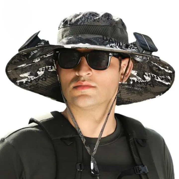 Outdoor Sun Hat with Integrated Solar Fan | Men's Sun Protection Hat