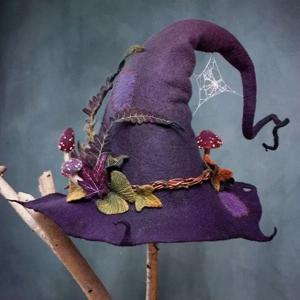 Halloween's Witch Hat with Merino Wool and Silk Accents