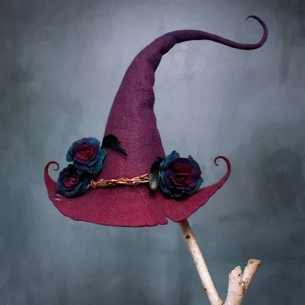 Halloween's Witch Hat with Merino Wool and Silk Accents