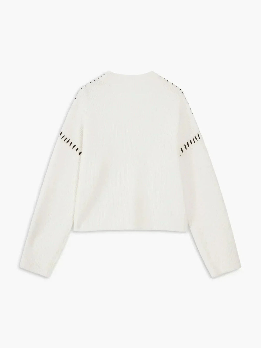 Women's Oversized Mock Neck Sweater with Whipstitch Detail