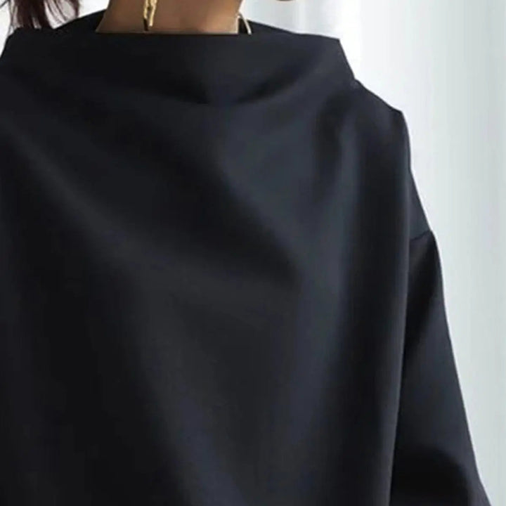 Women's Oversized Mock-Neck Long-Sleeve Hoodie Top