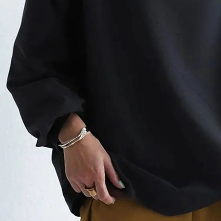 Women's Oversized Mock-Neck Long-Sleeve Hoodie Top