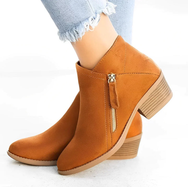 Women's Side Zipped Suede Ankle Boots