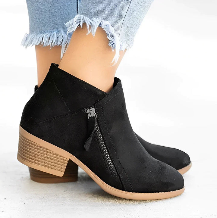 Women's Side Zipped Suede Ankle Boots