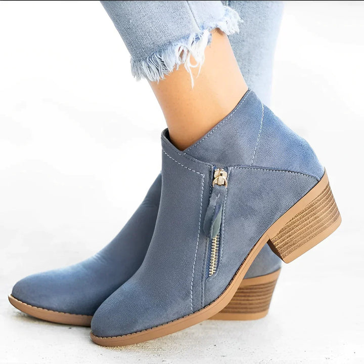 Women's Side Zipped Suede Ankle Boots