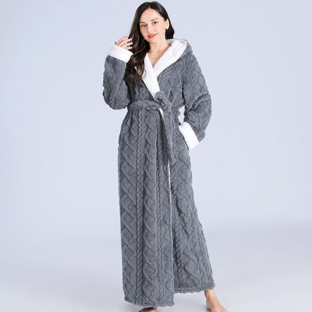 Women's Cozy Plush Hooded Robe