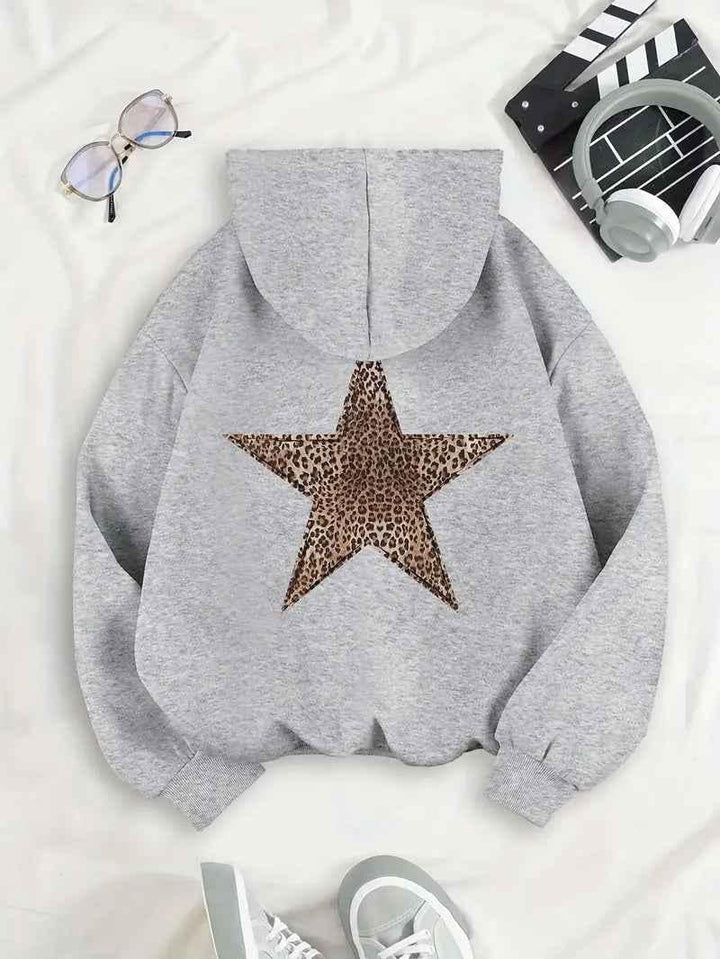 Women's Oversized Leopard Print Hoodie with Pocket