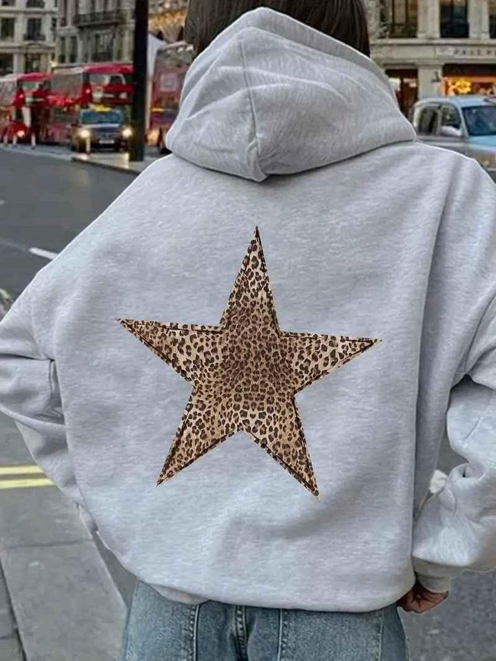 Women's Oversized Leopard Print Hoodie with Pocket