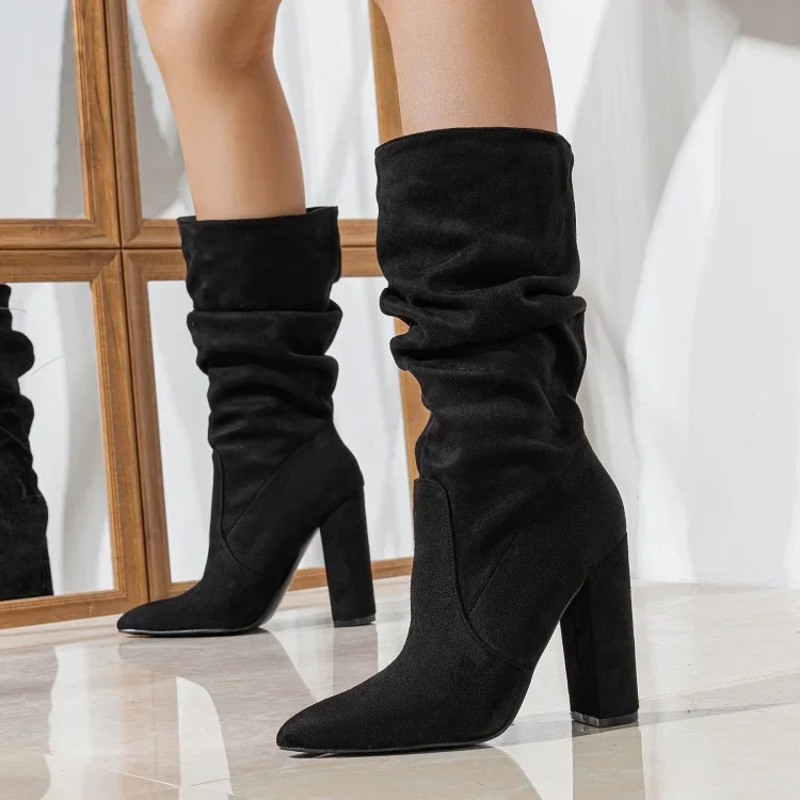 Women's Slouchy Block-Heel Ankle Boots
