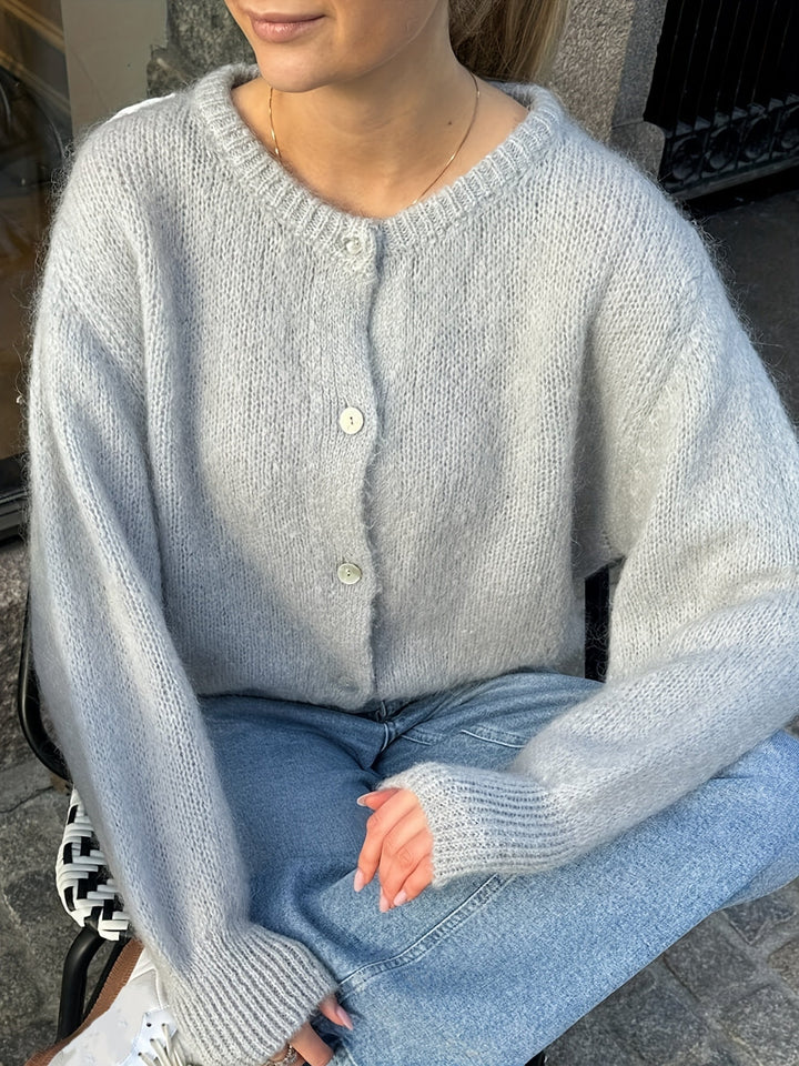 Women's Cropped Knit Cardigan with Button Closure