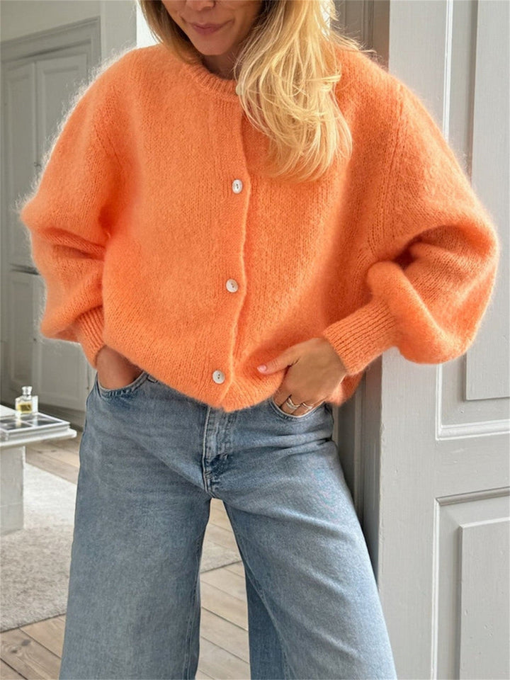 Women's Cropped Knit Cardigan with Button Closure