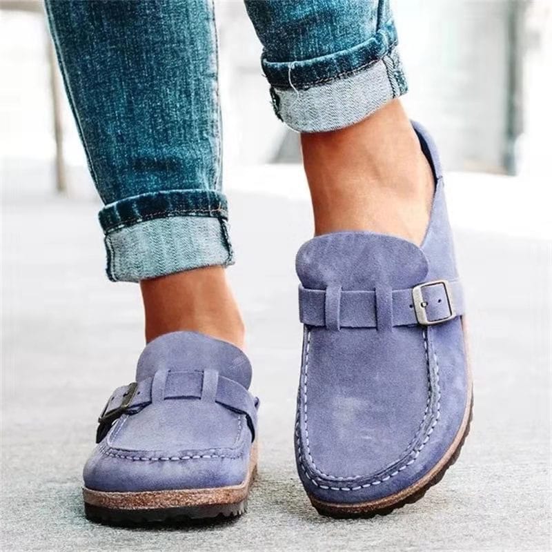 Women's Retro Suede Slip-On Sandals with Orthopedic Comfort