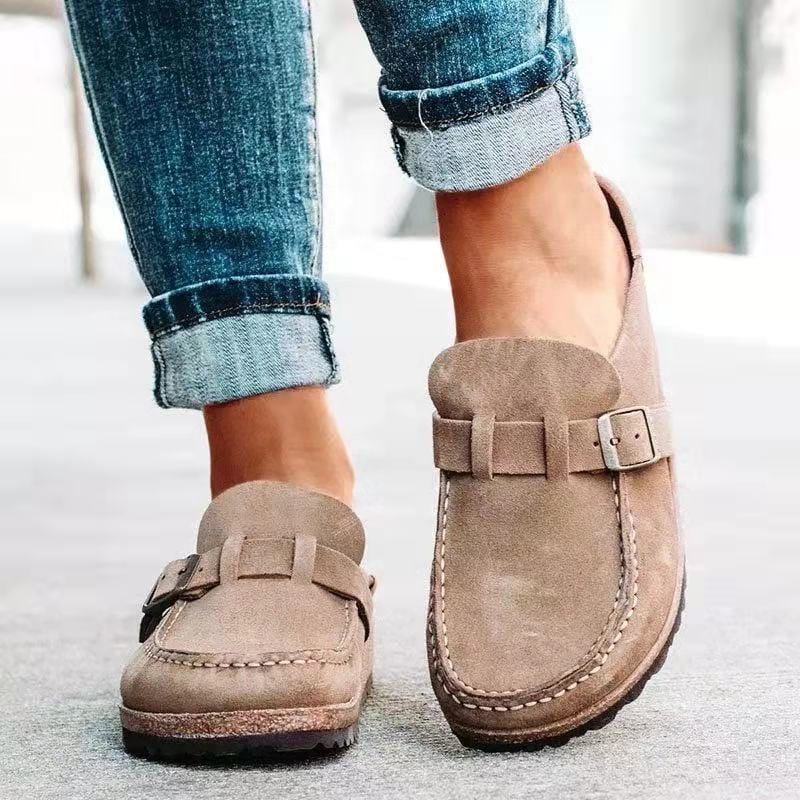 Women's Retro Suede Slip-On Sandals with Orthopedic Comfort