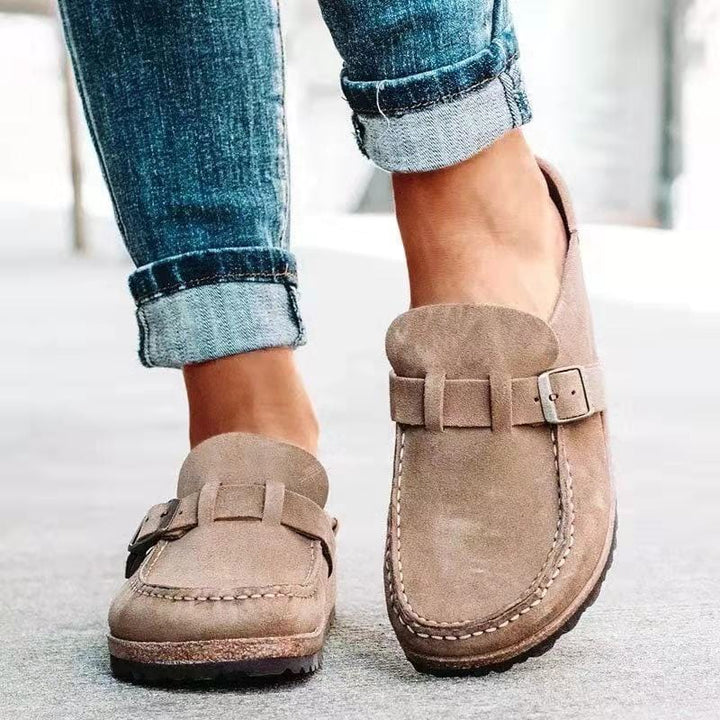 Women's Retro Suede Slip-On Sandals with Orthopedic Comfort