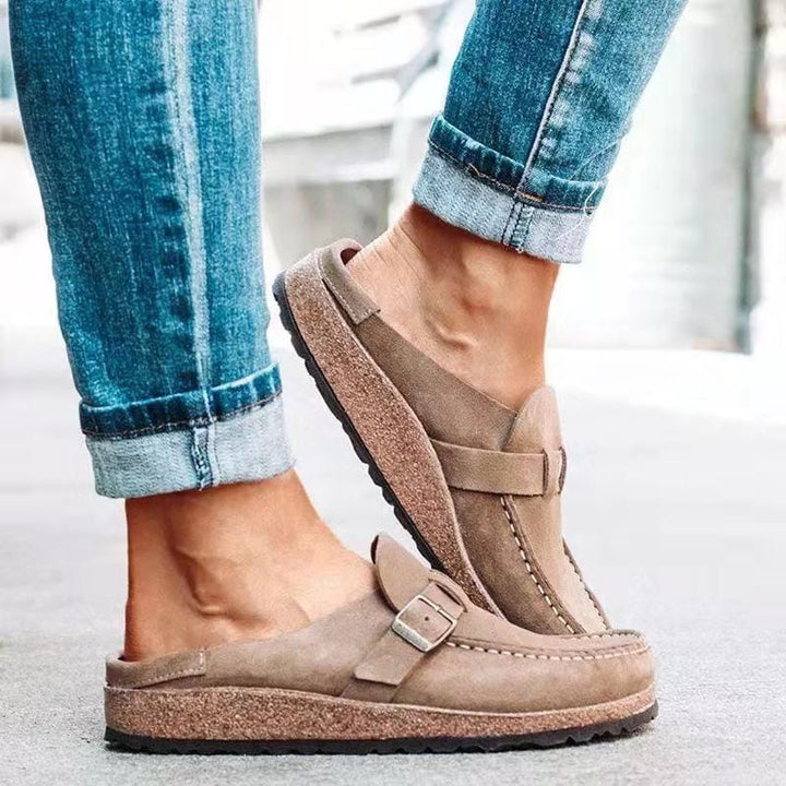 Women's Retro Suede Slip-On Sandals with Orthopedic Comfort