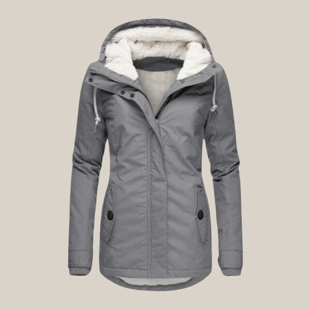 Women's Hooded Puffer Jacket with Cozy Sherpa Lining