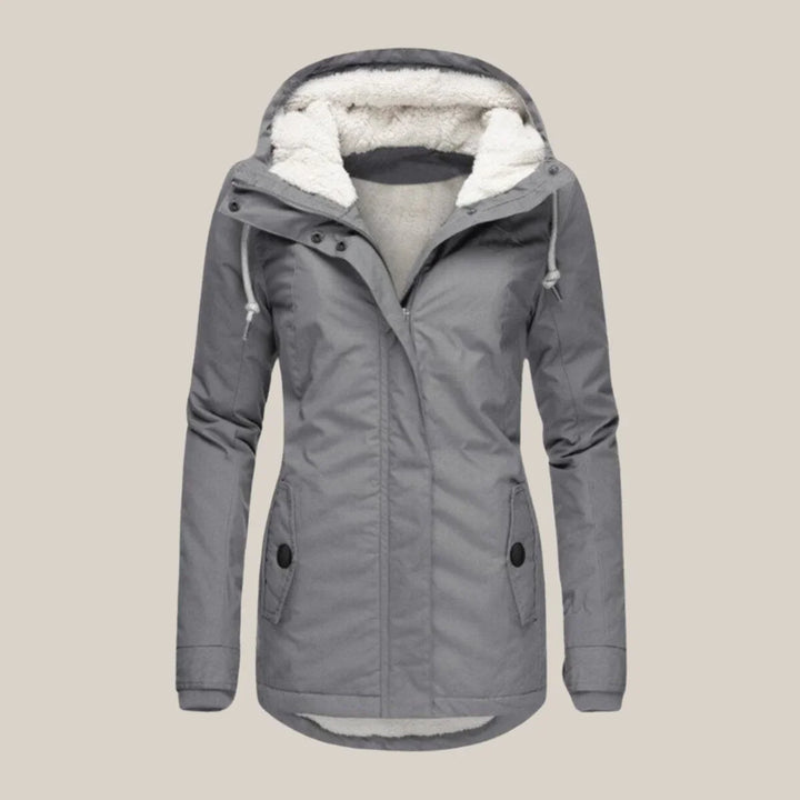 Women's Hooded Puffer Jacket with Cozy Sherpa Lining