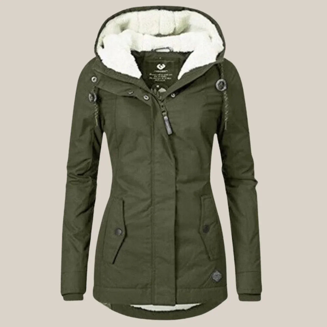 Women's Hooded Puffer Jacket with Cozy Sherpa Lining