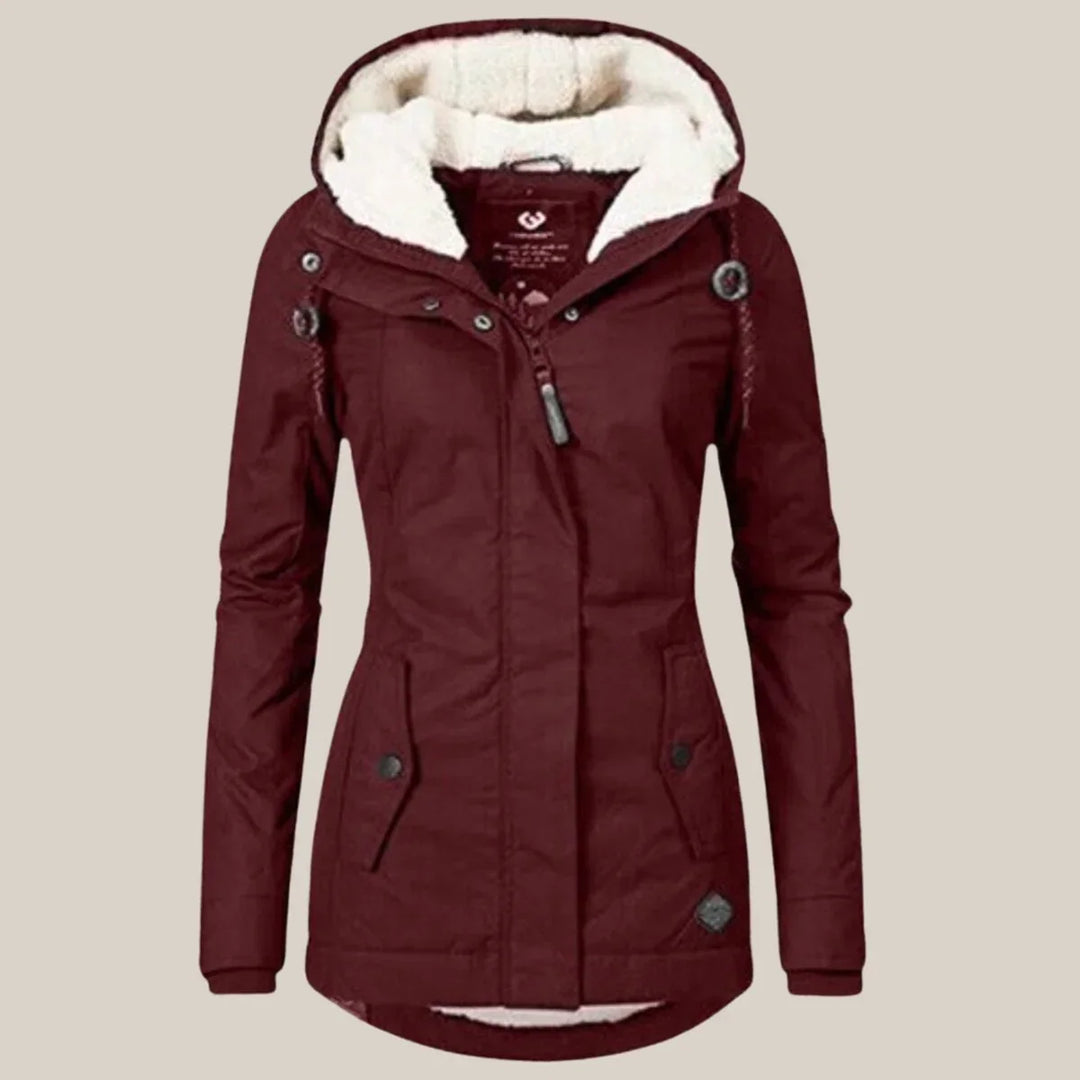Women's Hooded Puffer Jacket with Cozy Sherpa Lining