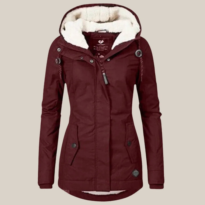 Women's Hooded Puffer Jacket with Cozy Sherpa Lining