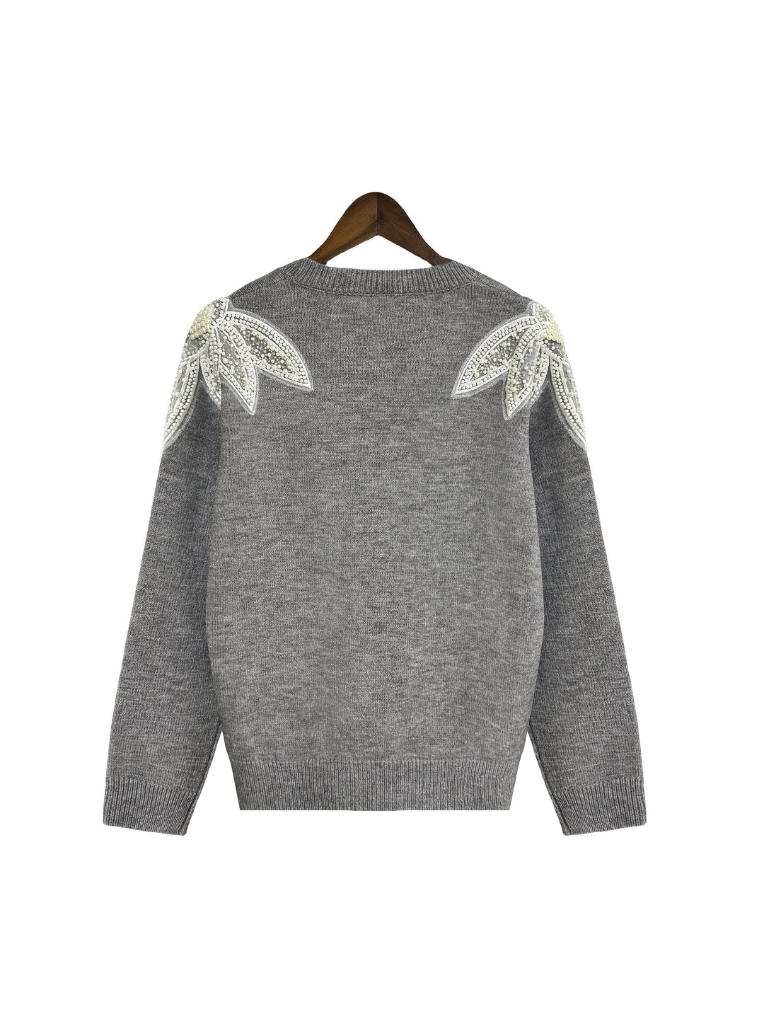 Women's Premium Knit Sweater with Beaded Shoulder Detail and Comfort