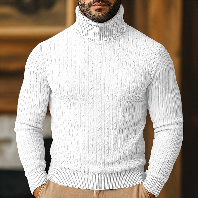 Men's Cable Knit Turtleneck Sweater