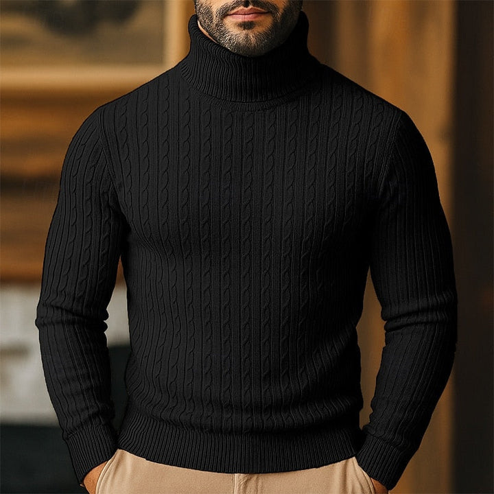 Men's Cable Knit Turtleneck Sweater