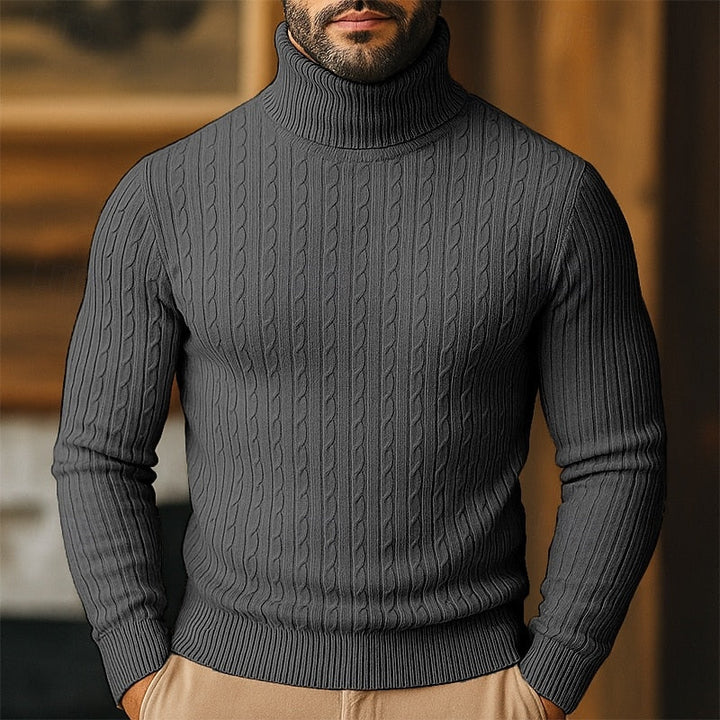 Men's Cable Knit Turtleneck Sweater