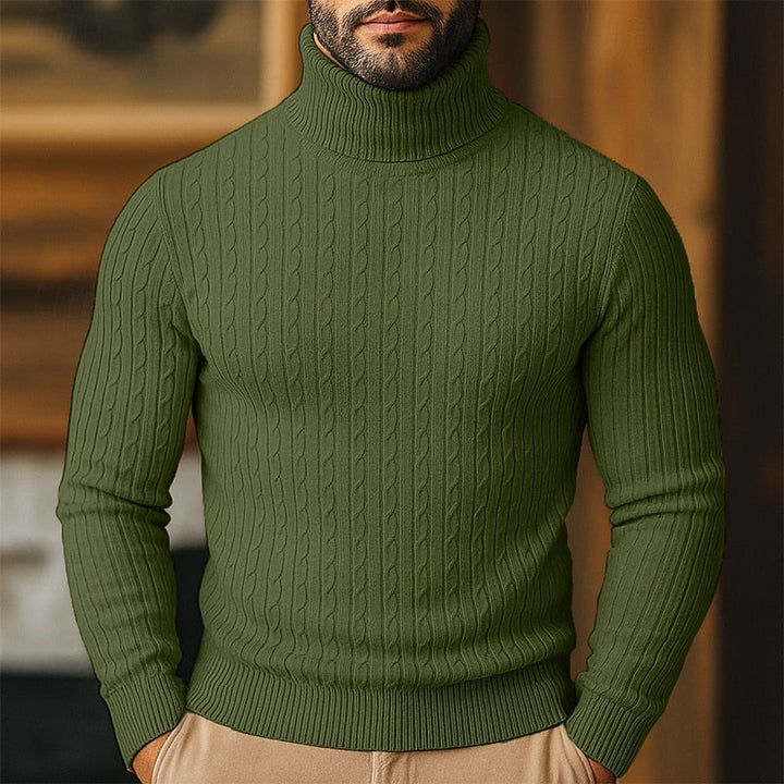 Men's Cable Knit Turtleneck Sweater
