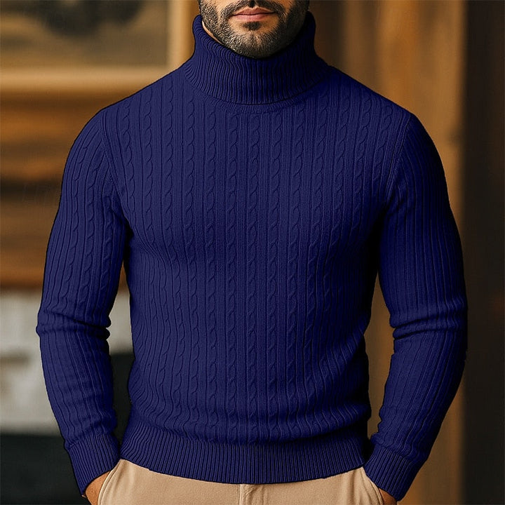 Men's Cable Knit Turtleneck Sweater