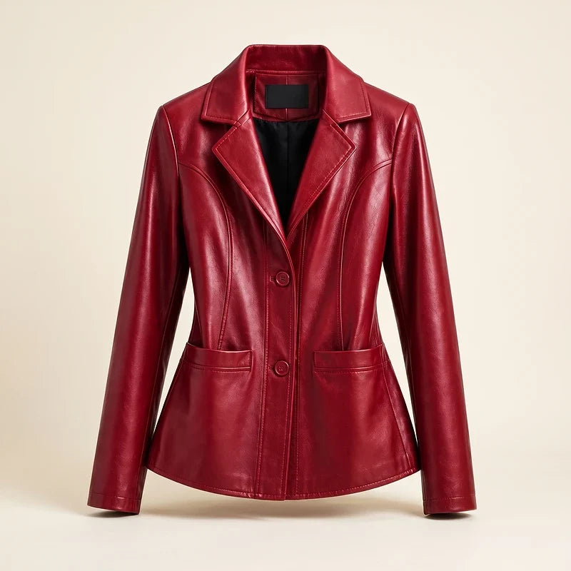 Women's Leather Peplum Blazer