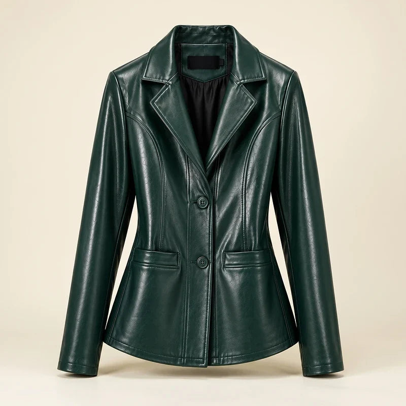 Women's Leather Peplum Blazer