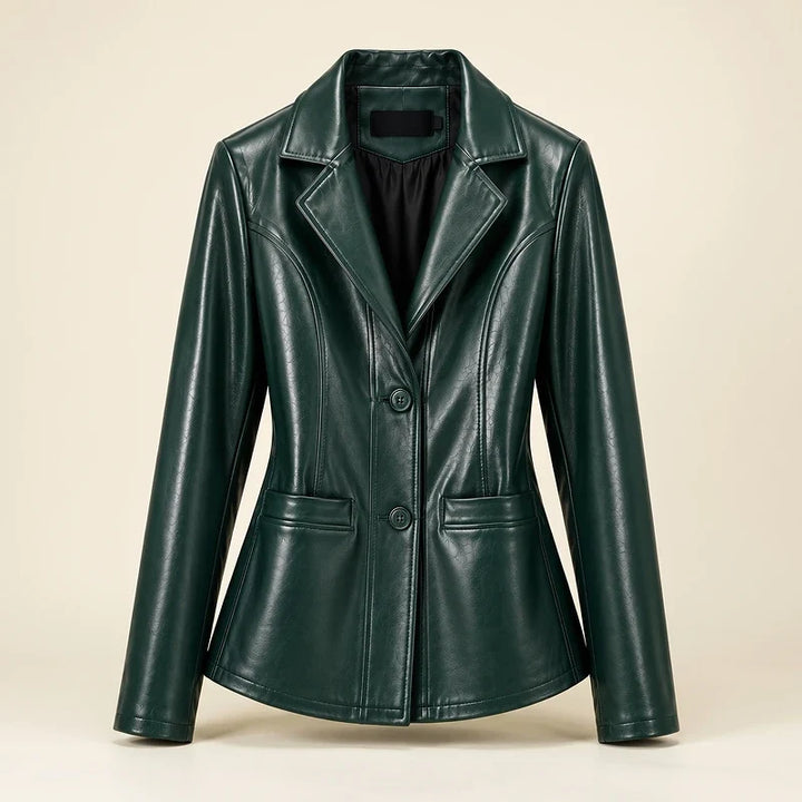 Women's Leather Peplum Blazer