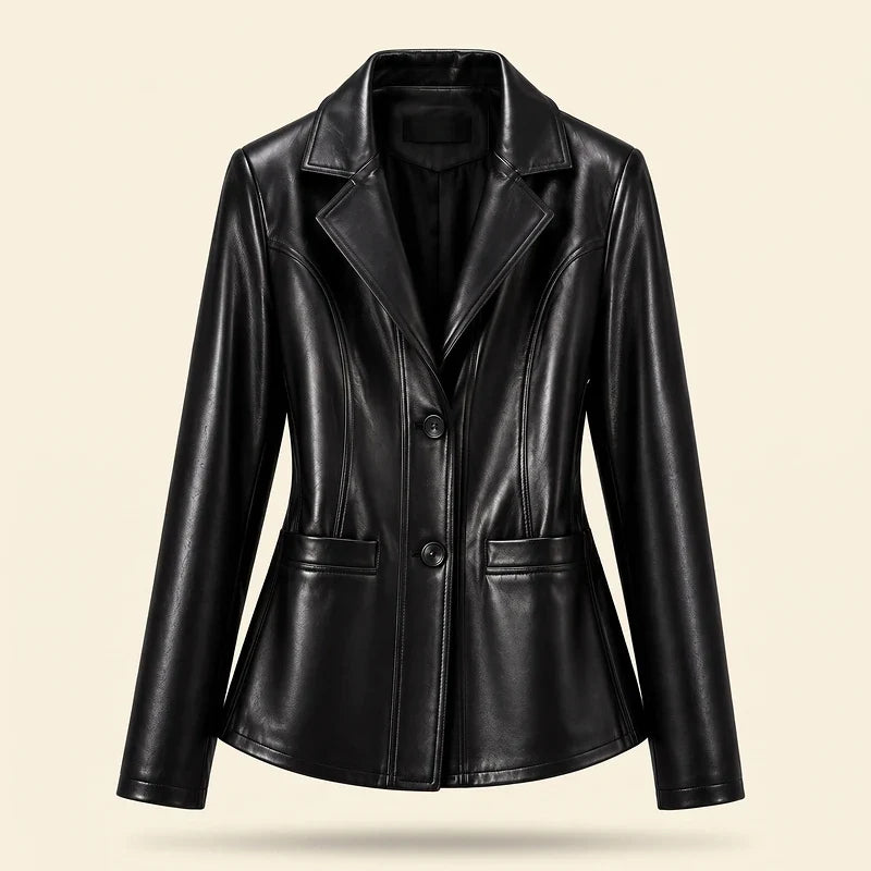 Women's Leather Peplum Blazer
