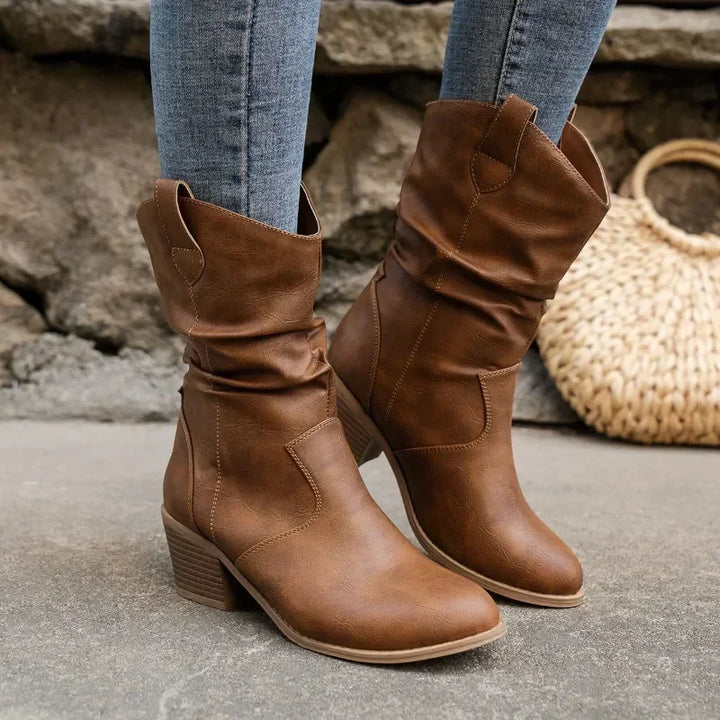 Women's Slouchy Mid-Calf Western Style Boots