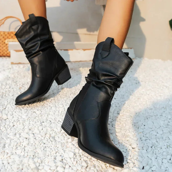 Women's Slouchy Mid-Calf Western Style Boots