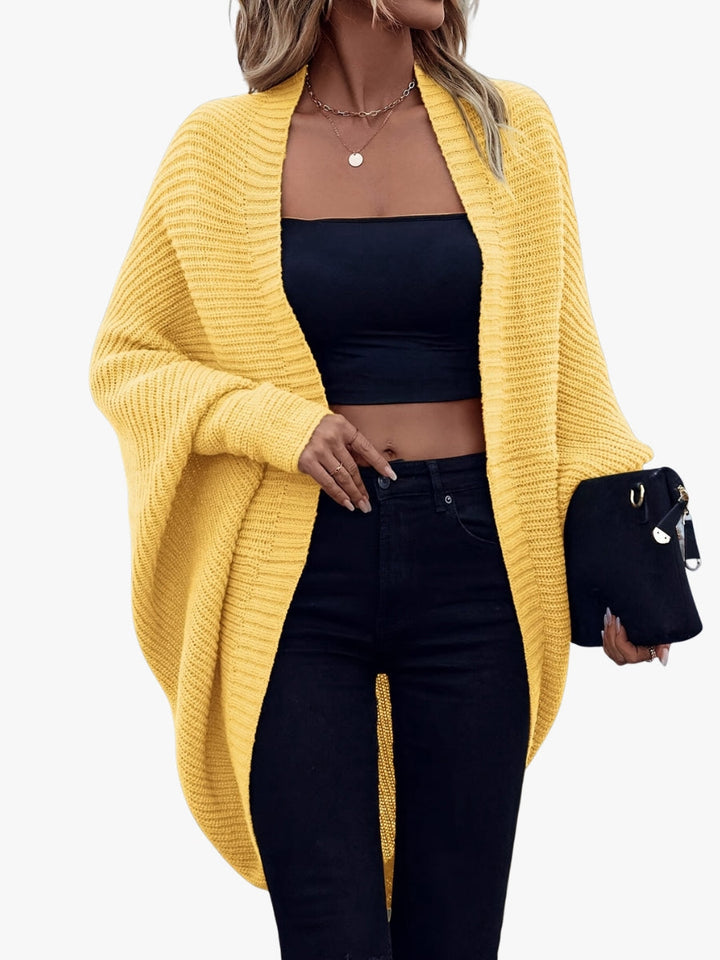 Women's Oversized Open-Front Cardigan with Batwing Sleeves