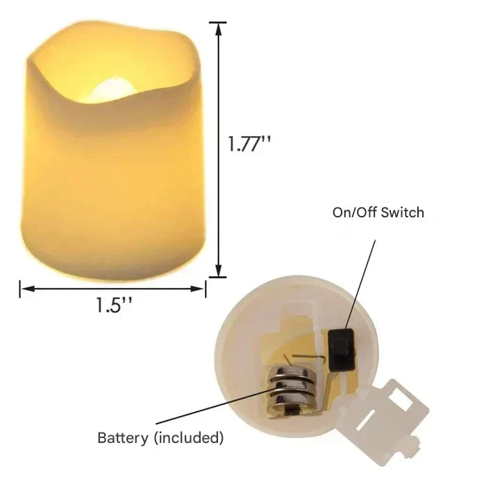 Halloween's LED Flameless Candles, Warm White Glow, Battery Operated, 24 Pack