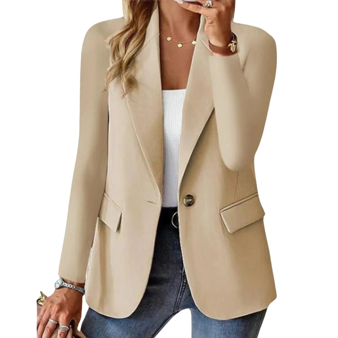 Women's Stylish Single Button Notched Lapel Blazer