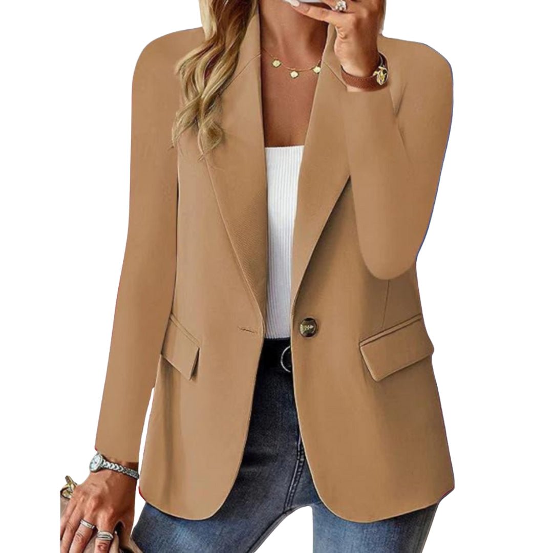 Women's Stylish Single Button Notched Lapel Blazer