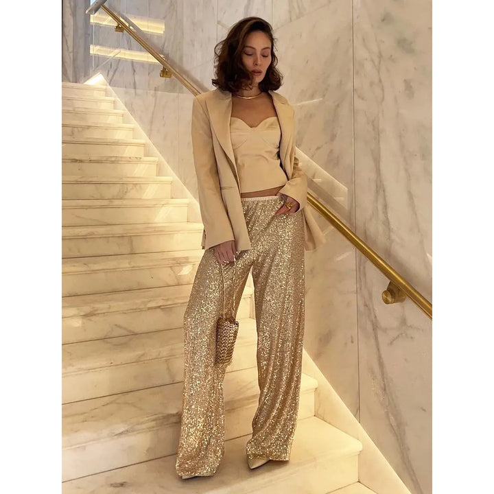 Luna | Women's Silky Smooth Sequin Trousers
