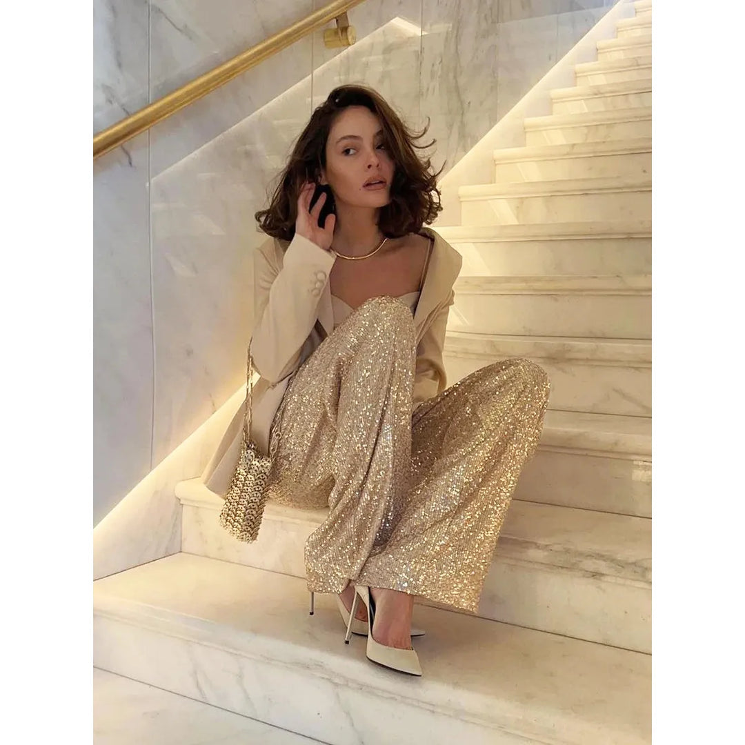 Luna | Women's Silky Smooth Sequin Trousers