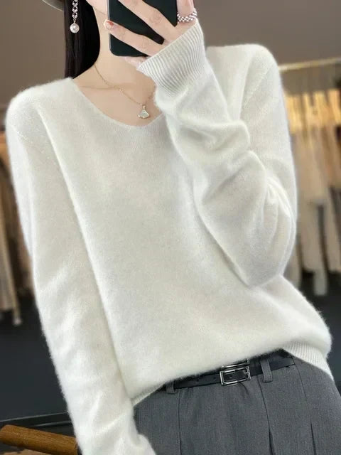 Women's Soft V-Neck Long Sleeve Winter Sweater