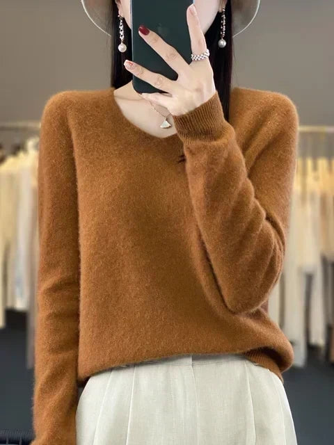 Women's Soft V-Neck Long Sleeve Winter Sweater