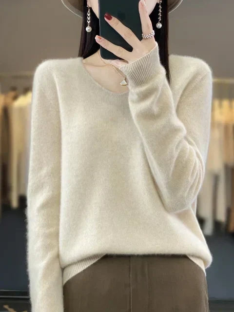 Women's Soft V-Neck Long Sleeve Winter Sweater